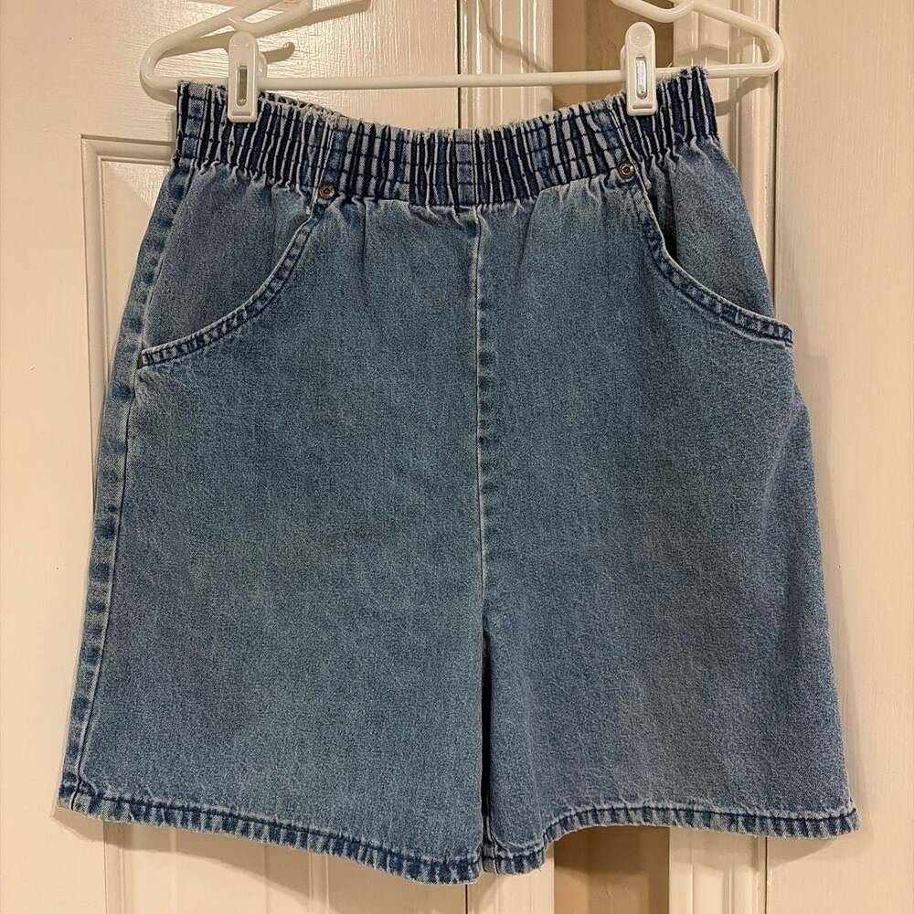 Vintage North West Blue Elastic Waist Denim Shorts Size 10